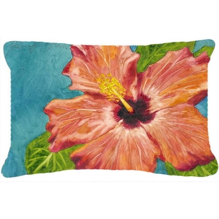 Carolines Treasures TMTR0316PW1216 Coral Hibiscus By Malenda Trick Fabric Decorative Pillow